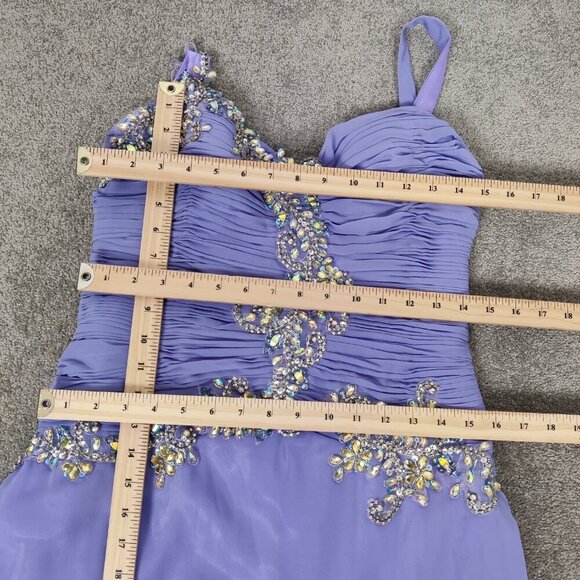 Coya Collection Women's Dress Size 8/10 Purple Handbeaded Ruched Prom Bridesmaid - Picture 8 of 9